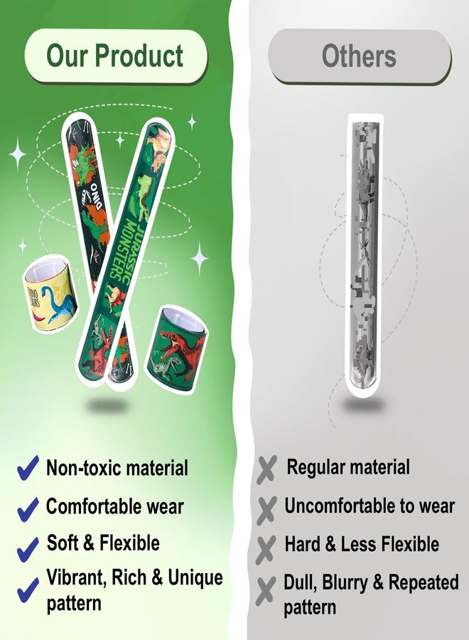 سنابترون مجموعة هدايا تذكارية بتصميم ديناصورات من سنابترون لأعياد ميلاد الأطفال - 12 سوارًا بتصميم ديناصورات للأطفال من الجنسين - أفضل هدايا تذكارية لأعياد ميلاد الأطفال، زينة لحفلات الأولاد - Image 3